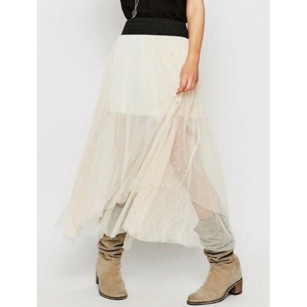 Free People Womens Sugar Plum Fairy Tutu Midi Skirt Size S Ivory Balletcore Boho - Picture 10 of 13